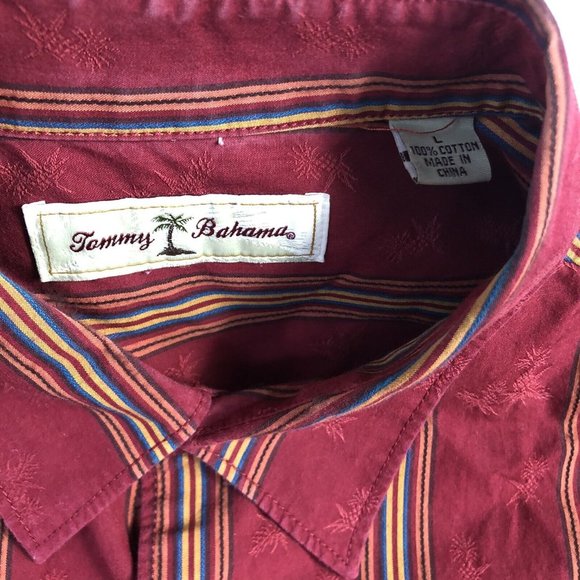 Tommy Bahama Button Up Shirt Adult Large Men Red  Cotton Pineapple Print a45 - Picture 3 of 6